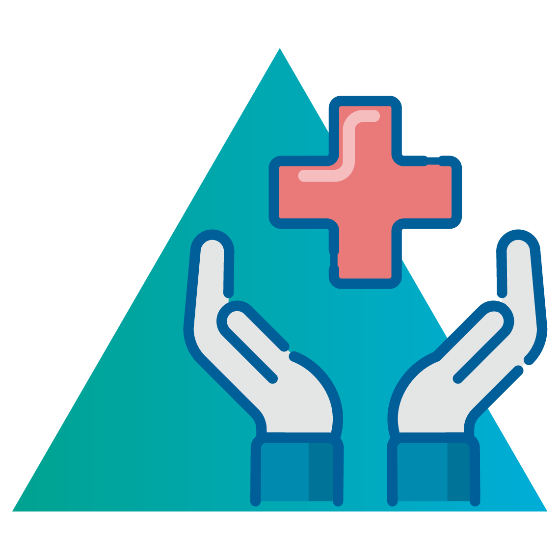 Illustration of two hands holding a medical cross symbol